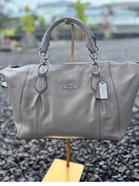 COACH Gray Leather Tote with Silver Hardware